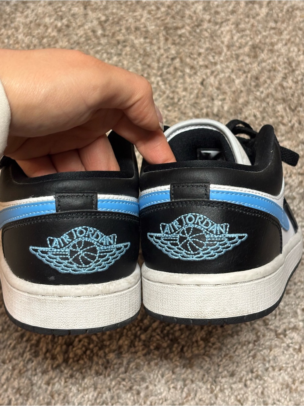 Jordan Black, White & Light Blue Low-Top Sneakers - Women’s - Picture 6 of 6
